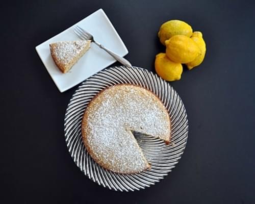 LEMON OLIVE OIL CAKE WITH BLUEBERRY COMPOTE