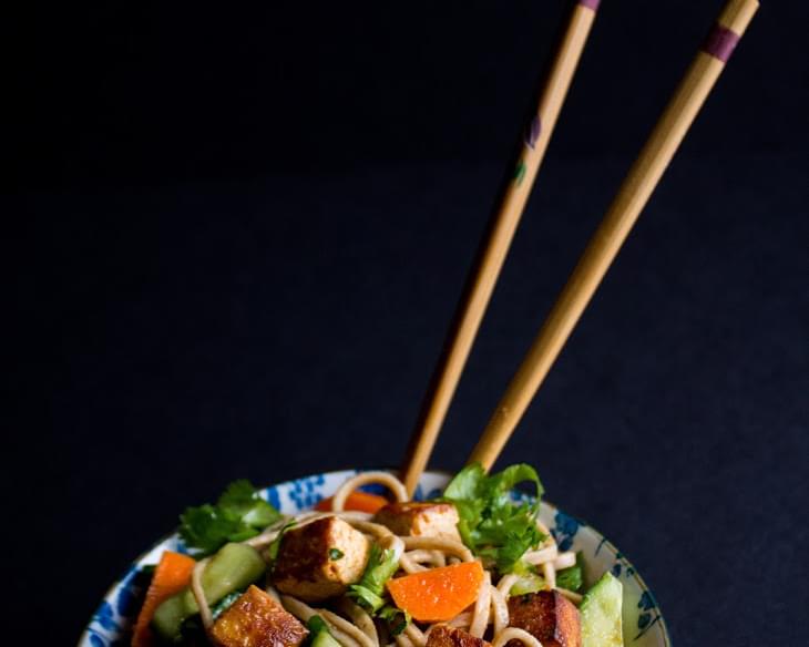 Spicy Soba Noodles with Pan Seared Tofu