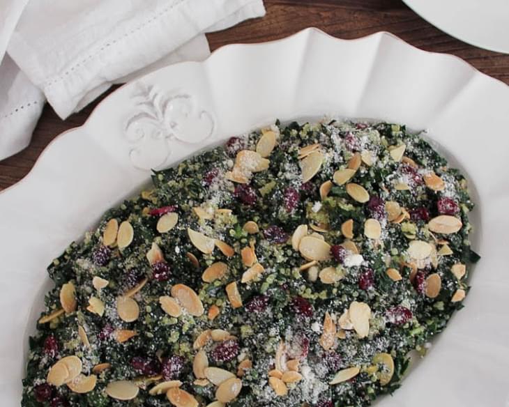 Kale Salad with Quinoa, Cranberries and Toasted Almonds