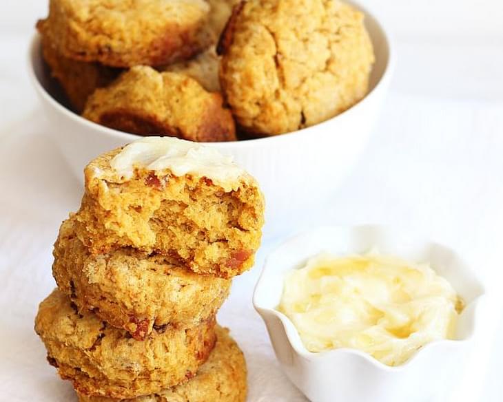 Whole Wheat Sweet Potato Bacon Biscuits w/ Honey Butter