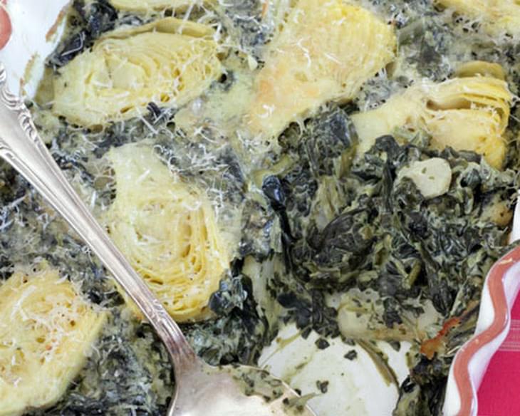 Cheesy Baked Artichokes and Spinach