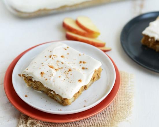Gluten-Free Apple Cinnamon Bars with Skinny Maple Cream Cheese Frosting