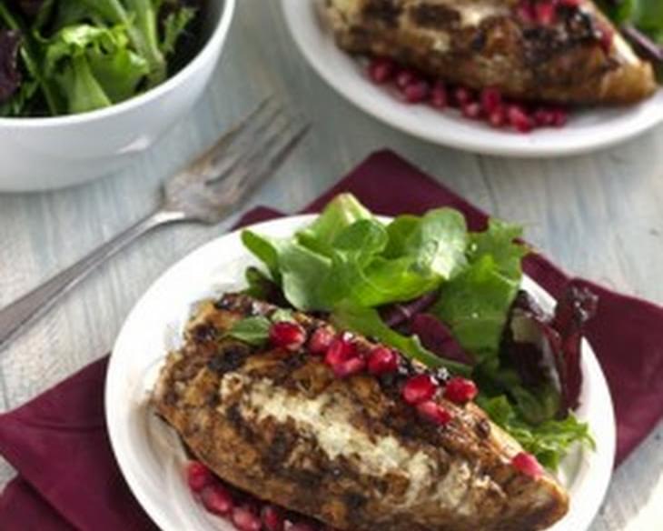 Goat Cheese Stuffed Pomegranate Chicken with Balsamic Reduction {High Protein + GF}