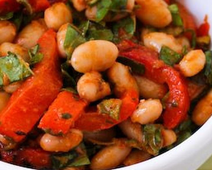 White Bean and Roasted Red Pepper Salad with Roasted Tomato-Basil Dressing