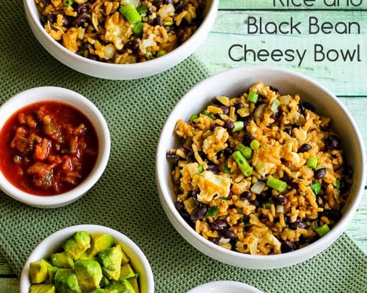 Slow Cooker Spicy Brown Rice and Black Bean Cheesy Bowl