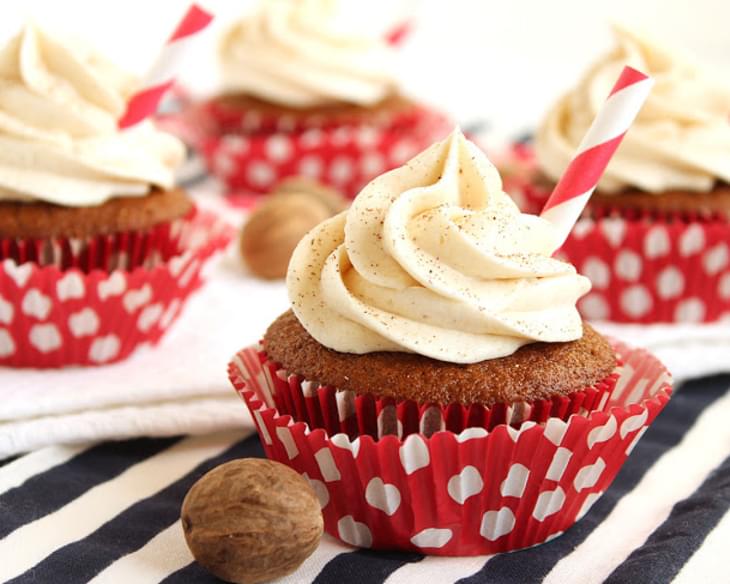Gingerbread Latte Cupcakes with Eggnog Buttercream Frosting