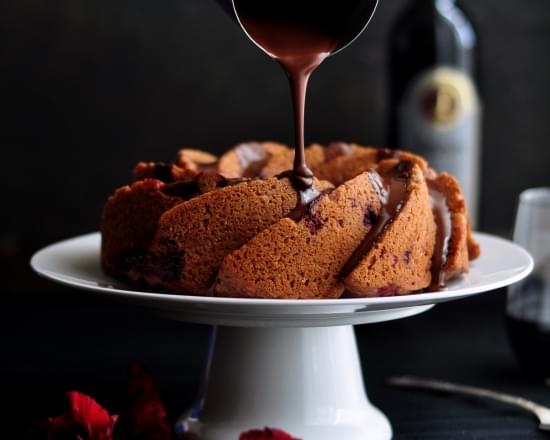 Raspberry Greek Yogurt Cake with Chambord Ganache