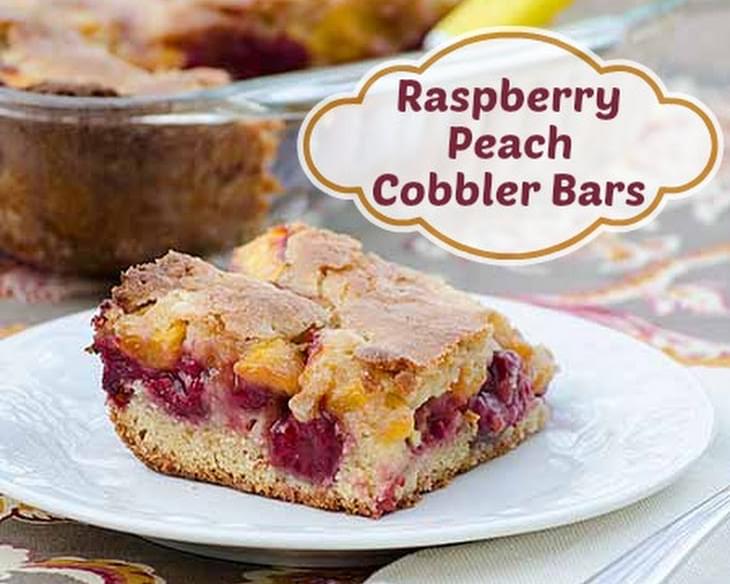 Raspberry and Peach Cobbler Bars