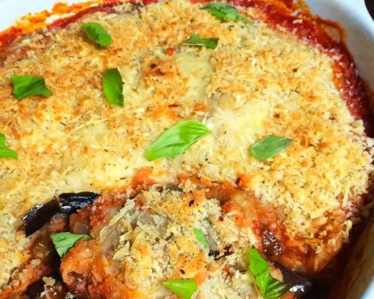 Baked Eggplant Parmesan with Crispy Panko Topping