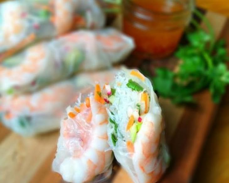 Fresh Rolls with Shrimp and Honey Lime Slaw