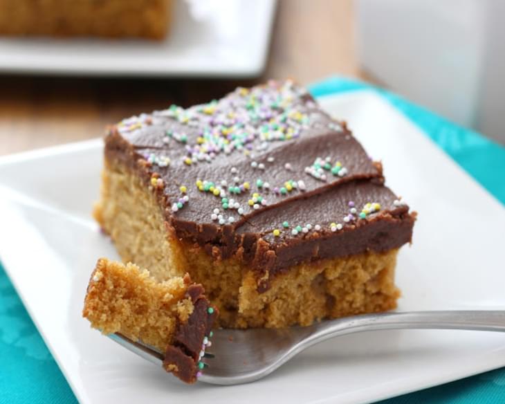Fudge Frosted Peanut Butter Cake