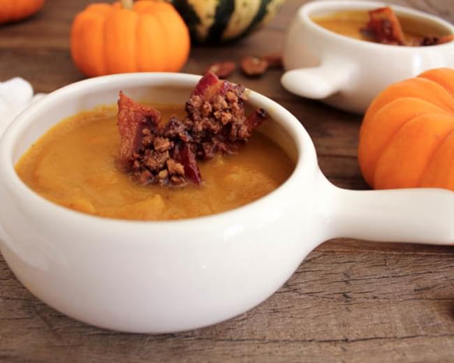 Harvest Pumpkin Soup with Candied Bacon