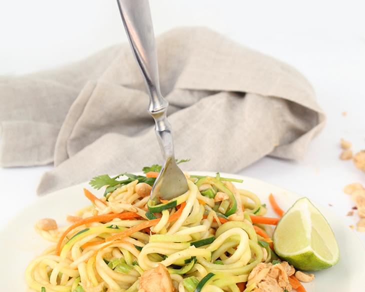 Asian Peanut Zucchini Noodles with Chicken + Skinnytaste Cookbook Giveaway!