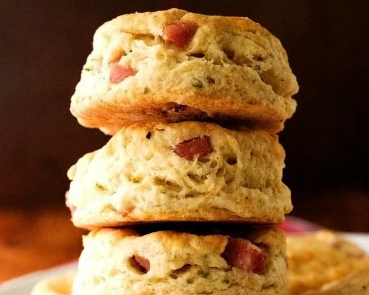 Ham and Cheese Biscuits with Basil