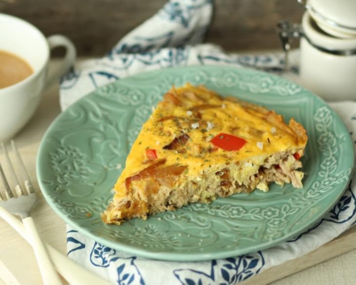 Pulled Pork, Caramelized Onion, and Red Pepper Frittata