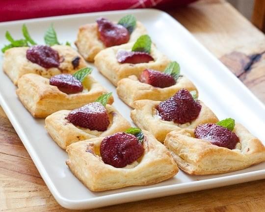 Roasted Strawberry Goat Cheese Squares