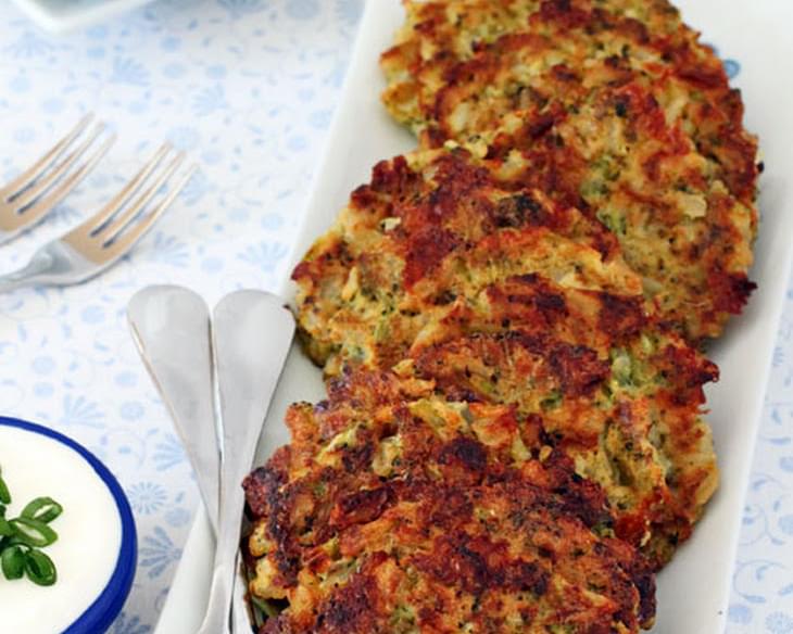 Baked Broccoli Cheese Rice Fritters