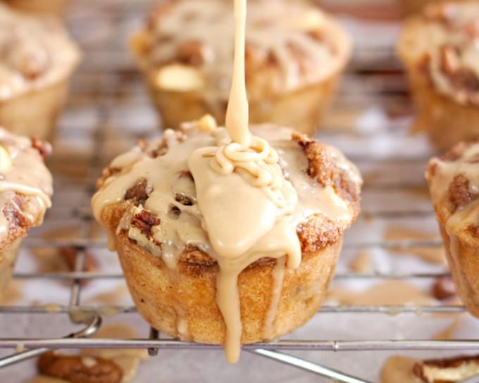 Salted Caramel Apple Muffins with Pecan Streusel