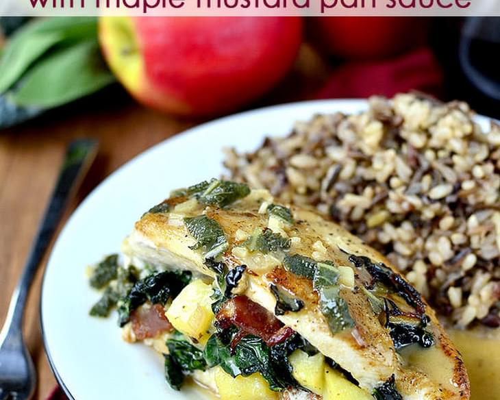 Kale, Apple, and Bacon Stuffed Chicken with Maple Mustard Pan Sauce