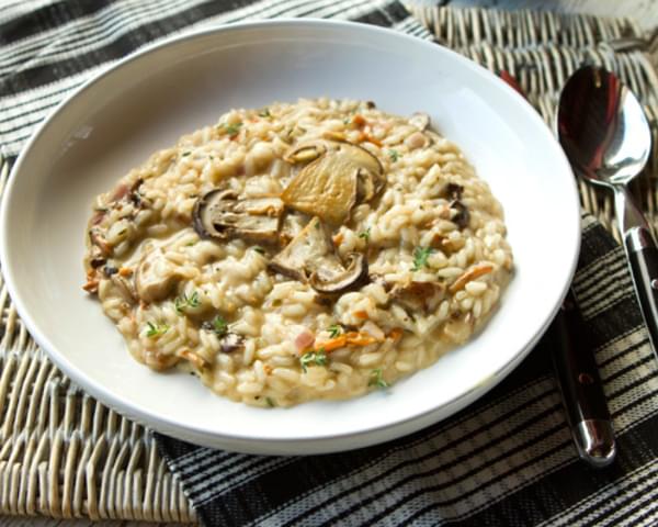 Creamy Mushroom Risotto With Thyme & Mascarpone Cheese