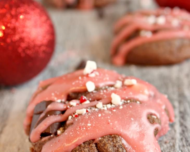 Hot Chocolate Cookies with a Peppermint Glaze