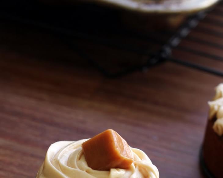 Brown Butter Pumpkin Cupcakes with Caramel Cream Cheese Frosting