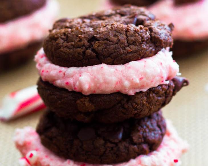 Chocolate Fudge Cookies with Candy Cane Buttercream