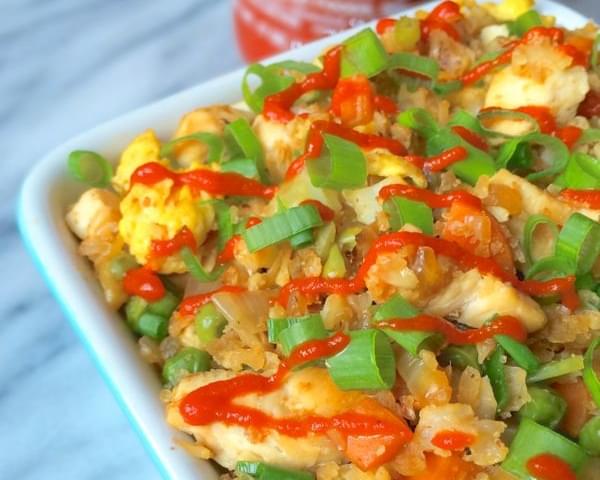 Sriracha Chicken Cauliflower "Fried Rice"