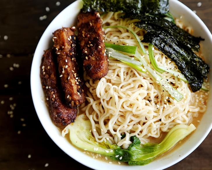 Sesame Ramen with Roasted Tempeh and Seaweed