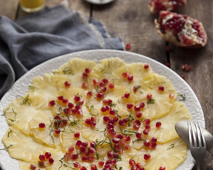 Pineapple Carpaccio With A Ginger, Mint, Lime And Chilli Dressing
