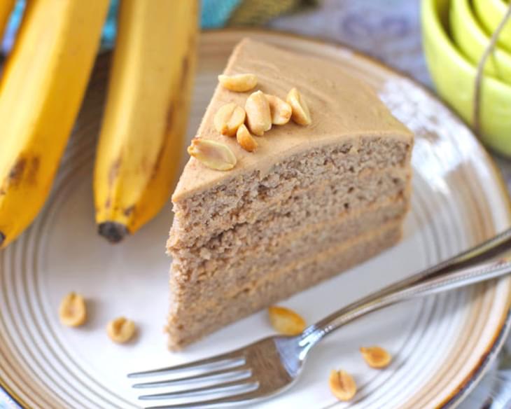 Healthy Banana Cake with Peanut Butter Frosting [low fat and gluten free!]