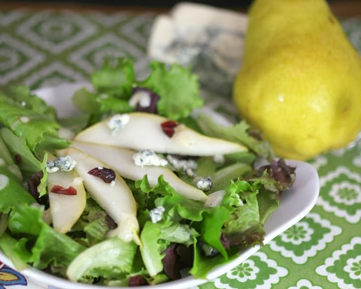 Pear, Walnut and Blue Cheese Salad with Pear Vinaigrette