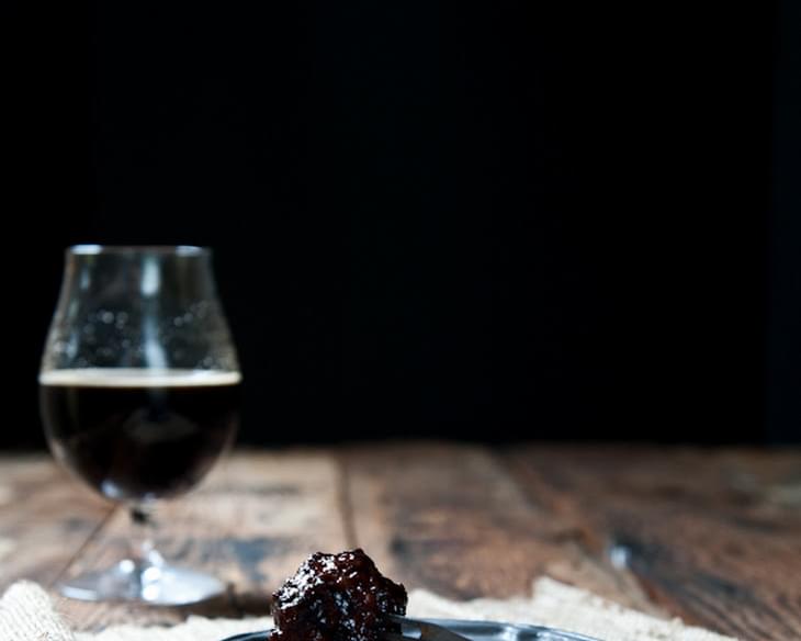 Stout Meatballs with Beer Barbeque Sauce Glaze