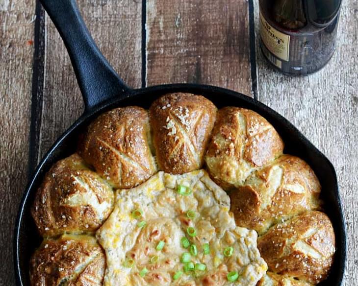 Pull-Apart Pretzel Skillet with Beer Cheese Dip