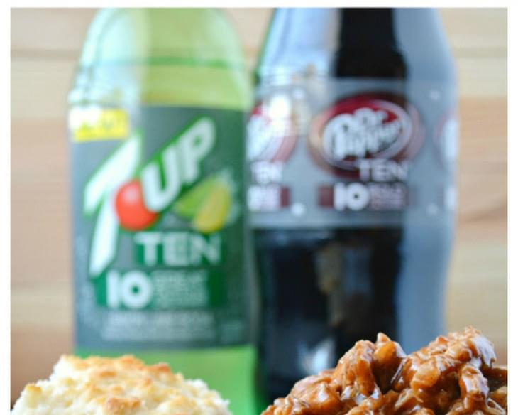 Slow Cooker Dr. Pepper TEN Barbecue Pulled Pork with Lightened up 7UP TEN Biscuits