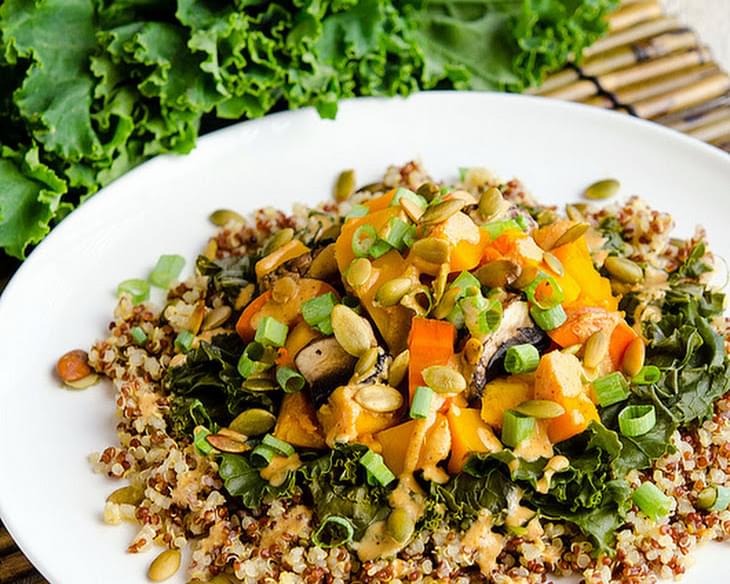 Steamed Butternut Squash over Quinoa with Southwestern Tahini Sauce