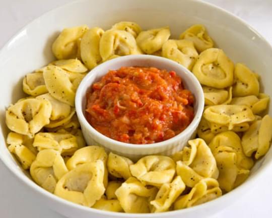 Tortellini with Roasted Pepper and Onion