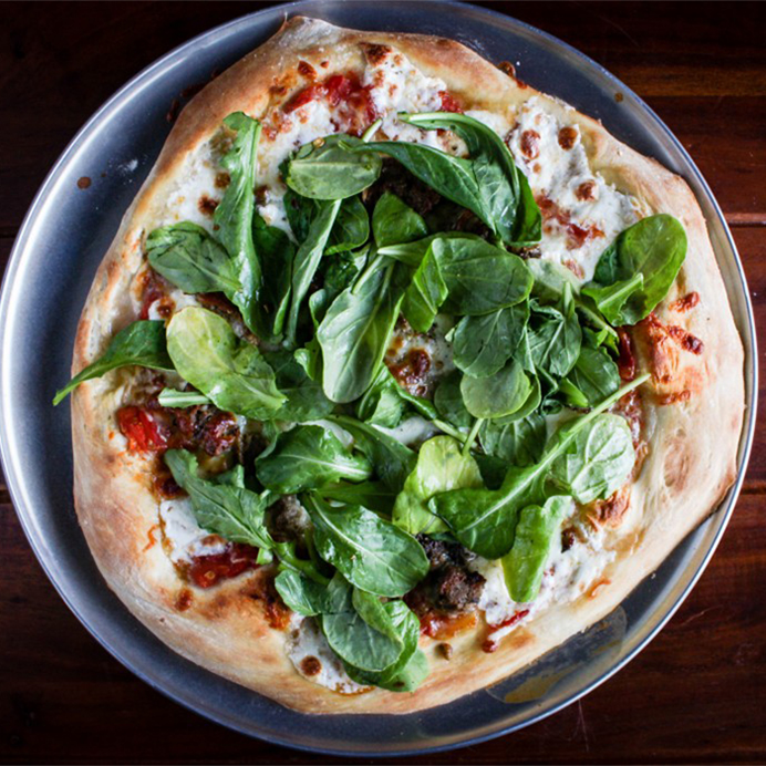 Meatball Pizza With Arugula Recipe