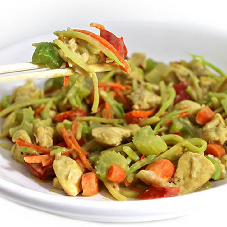 Chicken Satay Stir-Fry with Skinny Peanut Sauce Recipe