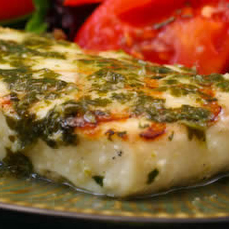 Grilled Halibut with GarlicCilantro Sauce Recipe