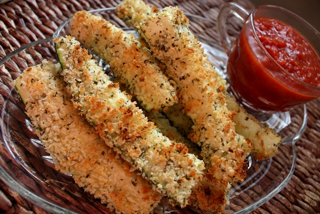 Parmesan Panko Baked Zucchini with Marinara Recipe