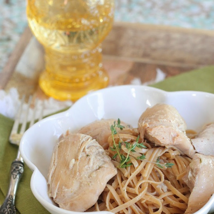 Slow Cooker Honey Dijon Chicken Over Garlic Pasta Recipe