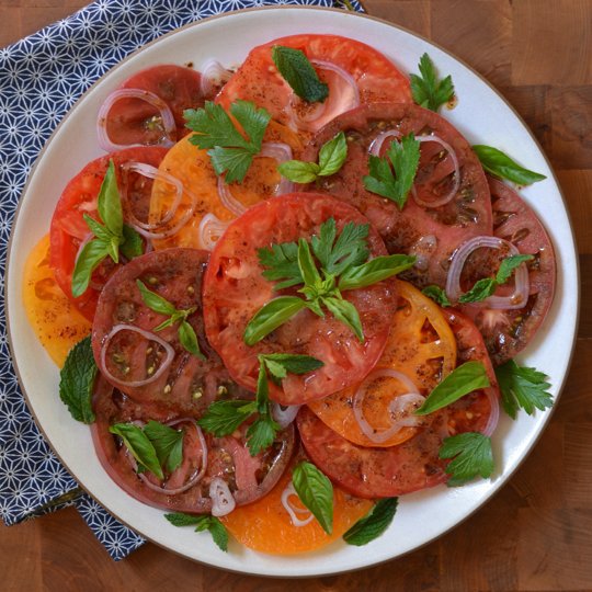 Heirloom Tomato Salad with PomegranateSumac Dressing Recipe
