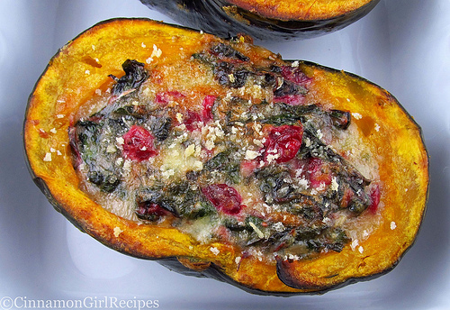 Sliced Baked Acorn Squash Recipes Stuffed Squash with Brie Cranberries and Greens Recipe 