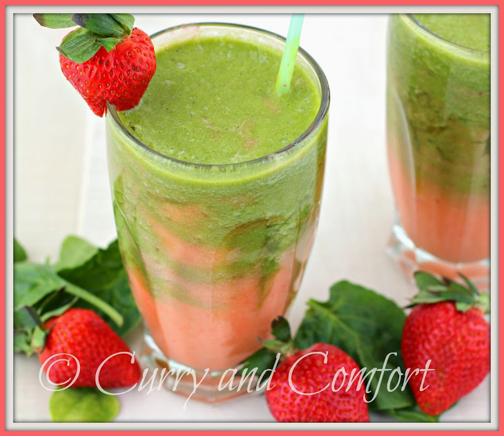 Strawberry Spinach and Pineapple Swirl Smoothie (Dairy Free) Recipe