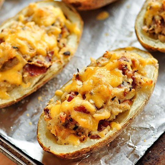 Bacon Cheddar Twice Baked Potatoes Recipe