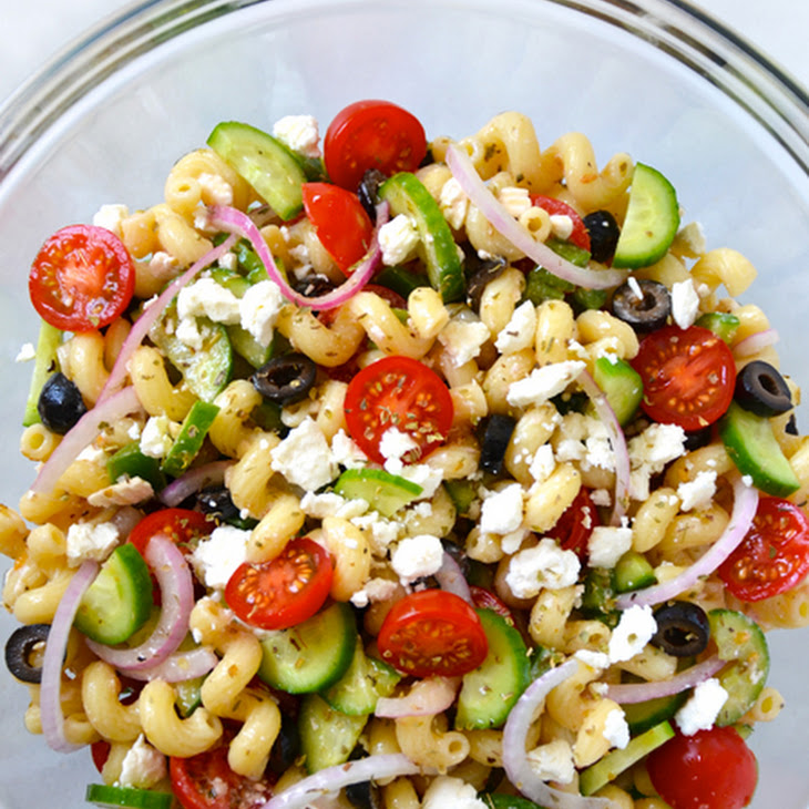 Greek Pasta Salad with Red Wine Vinaigrette Recipe