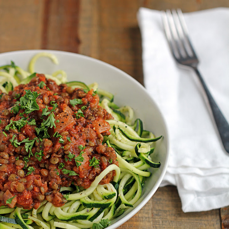 Zucchini Spaghetti with Easy Lentil Marinara Recipe