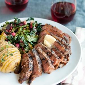 Chili-Rubbed Steak with Maple-Bourbon Butter