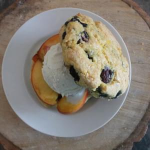 Peach Shortcakes with Lemony Blueberry-Cornmeal Biscuits